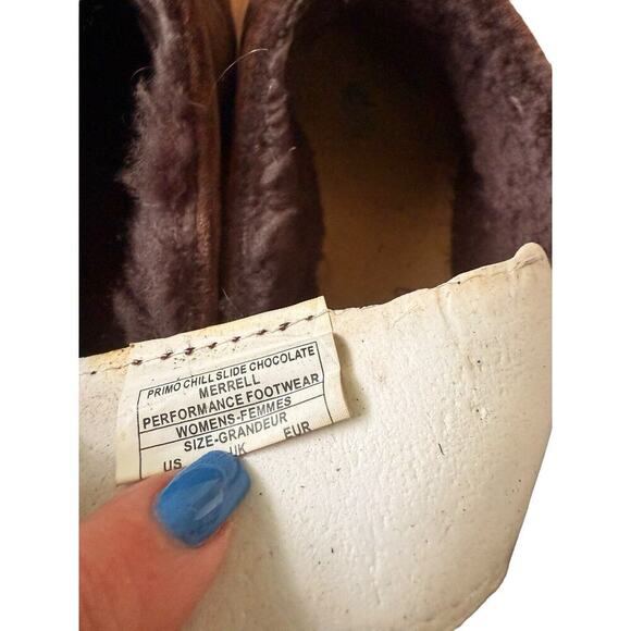 Merrell Sz 9 Primo Chill Mule Slides Cozy Suede Fleece Cabincore Support Comfort - Picture 5 of 11